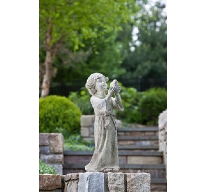 Alfresco Home Child Holding Bird - Aged Stone