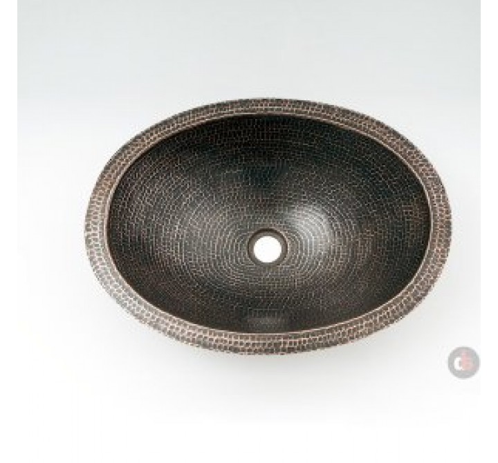 Ambiente 19-Inch Copper Handmade Bathroom Oval Plain Sink