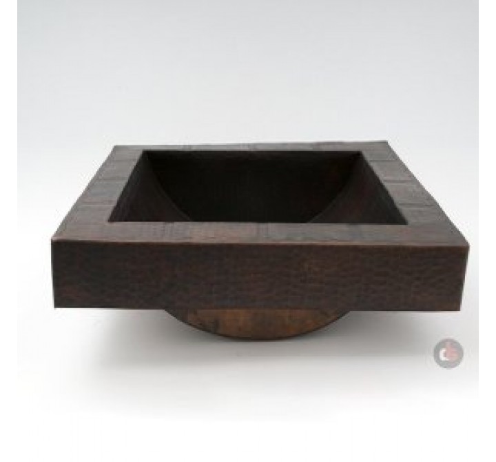 Ambiente 17-Inch Copper Handmade Bathroom Square Apron Sink