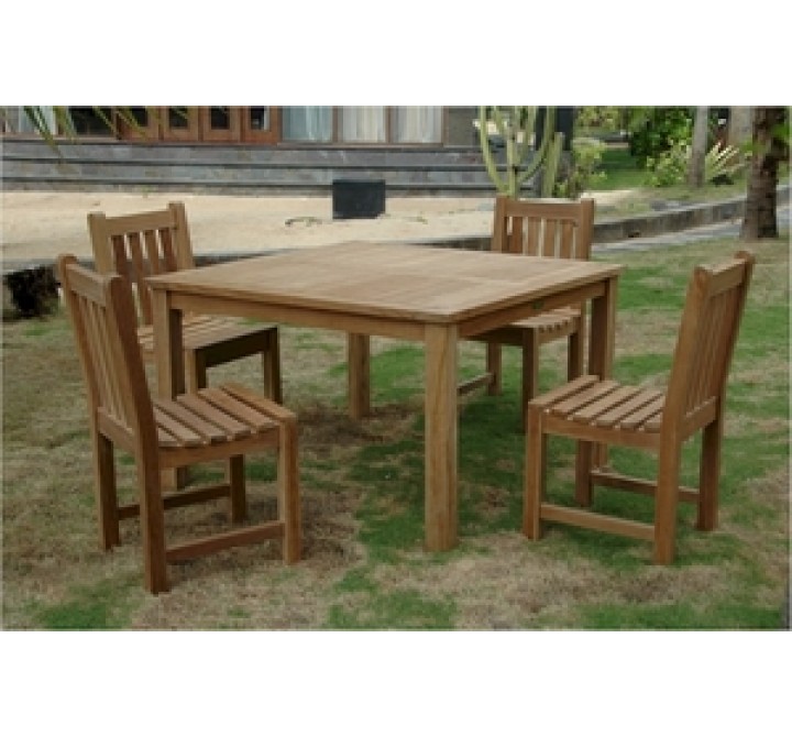 Anderson Teak Windsor 47" Square Table and Classic Dining Side Chair