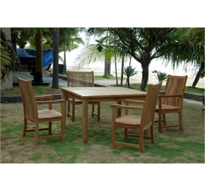 Anderson Teak Windsor 47" Square Table and Chicago Armchair