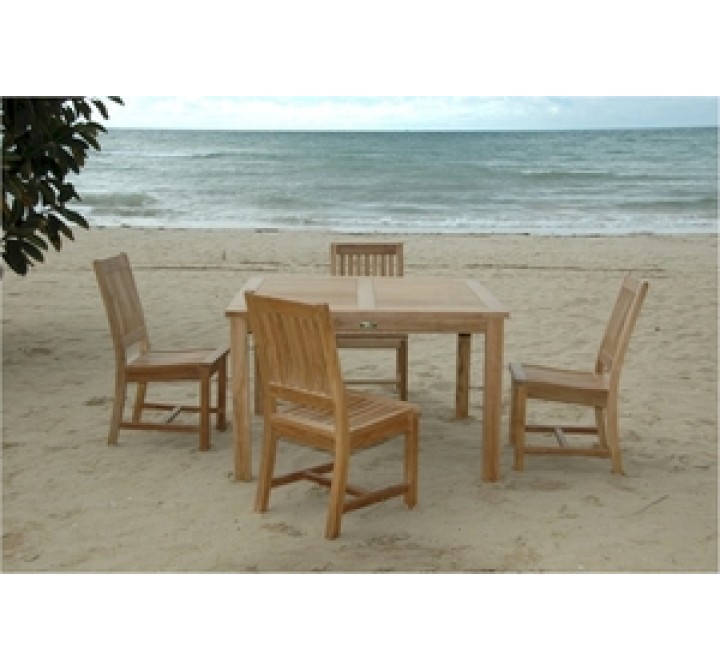 Anderson Teak 5 Piece Windsor 47" Square Table and Rialto Dining Chair Set