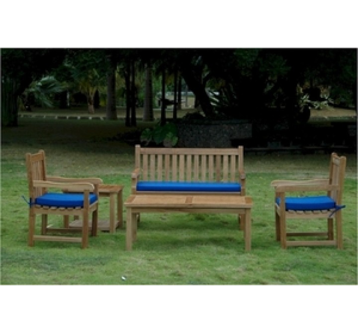 Anderson Teak Classic 2-Seater Bench with Dining Armchair, Rect. Coffee Table and Side Table