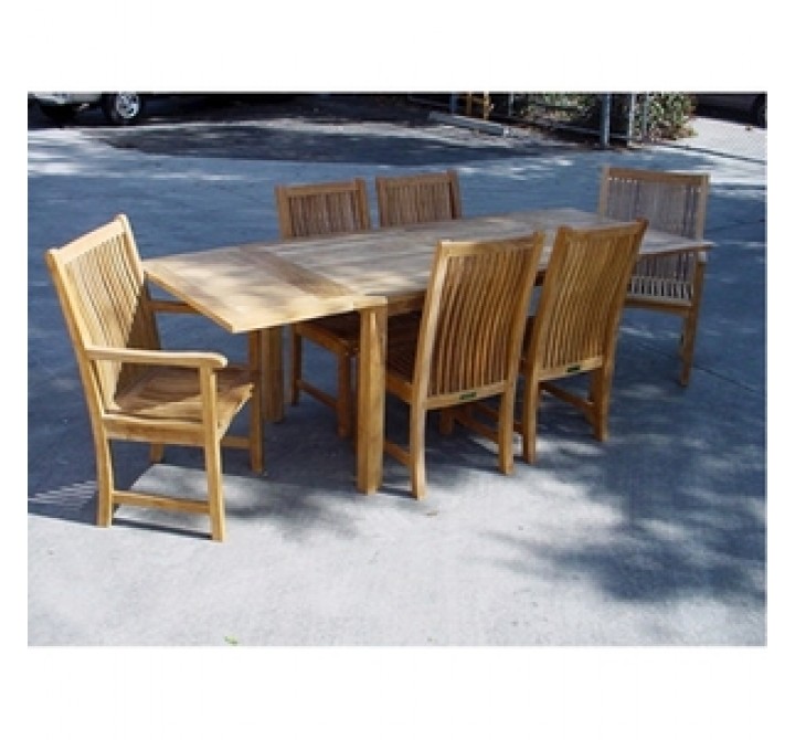 Anderson Teak 95" Rectangular Extension Table with Chicago Armchair and Chicago Chair