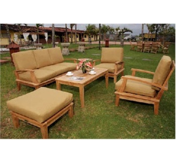 Anderson Teak Brianna Armchair with Sofa, Rectangular Coffee Table and Ottoman