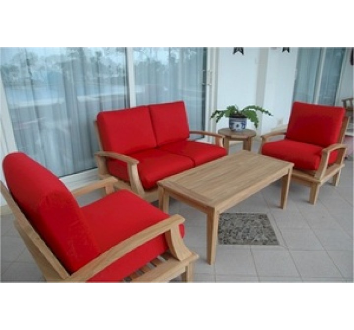 Anderson Teak Brianna Armchair with Loveseat, Rectangular Coffee Table and 20" Round Side Table