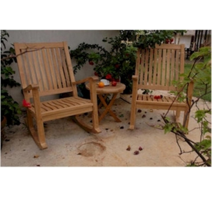 Anderson Teak Del-Amo Rocking Chair and Bahama 20" Round Mini Side Folding Table