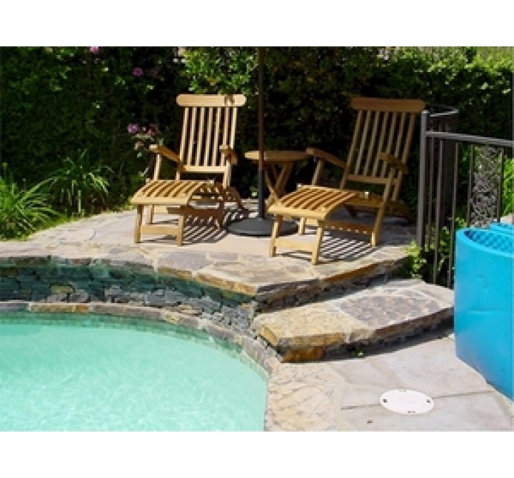 Anderson Teak 2 Royal Steamers and Bahama 20" Side Round Folding Table