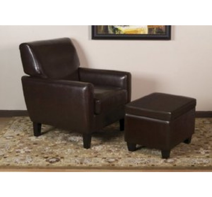 Avenue Six Palmetto Sofa Arm Chair & Storage Accent Ottoman