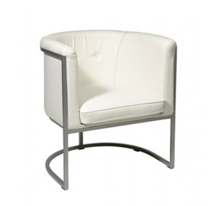 Avenue Six Captains Chair White Faux Leather with Powder Coating