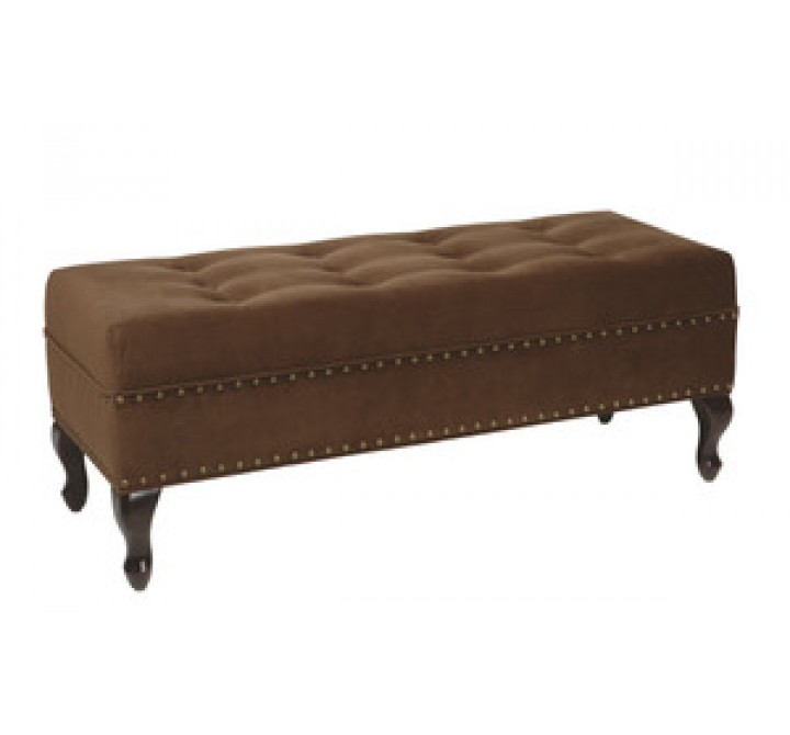 Avenue Six Victoria Tufted Bench in Chocolate Velvet Fabric