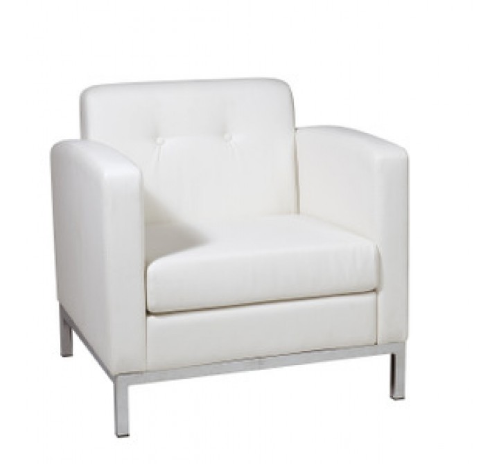 Avenue Six Wall Street Arm Chair in White Faux Leather Fabric