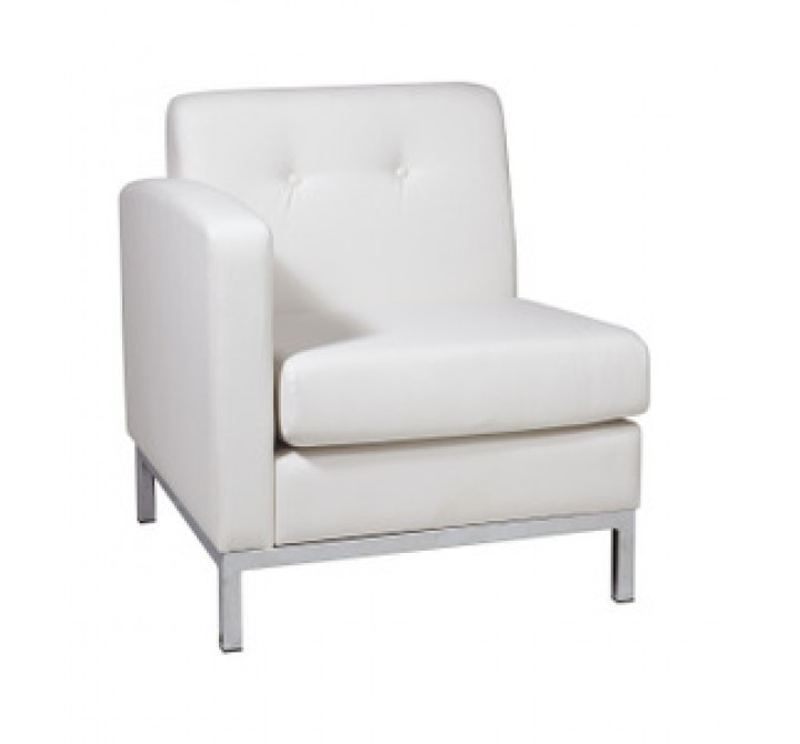 Avenue Six Wall Street Single Arm Chair LAF White Faux Leather