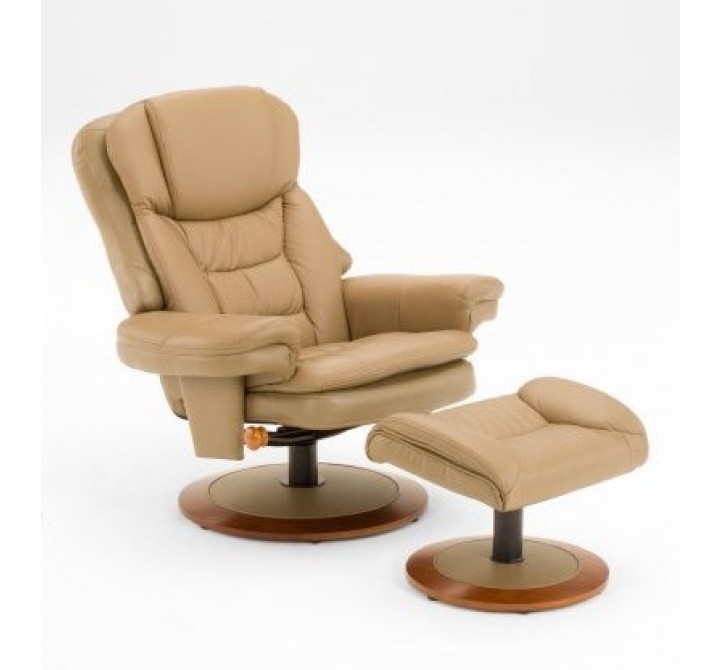 Mac Motion Brute Top Grain Leather Swivel, Recliner with Ottoman
