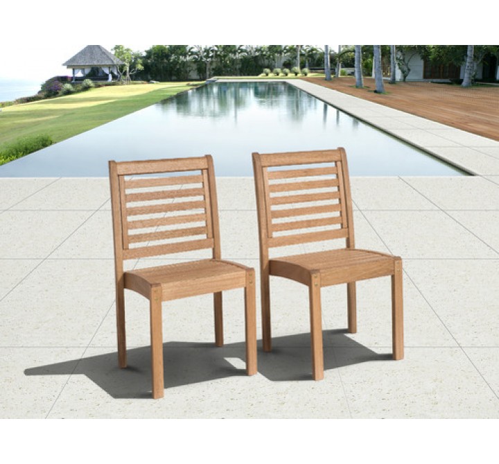 International Home Miami Amazonia Eucalyptus Stackable Patio Chair Set without Arms