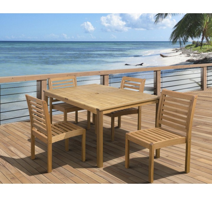 International Home Miami Amazonia Eucalyptus 5 piece Armless Rectngular Patio Dining Set