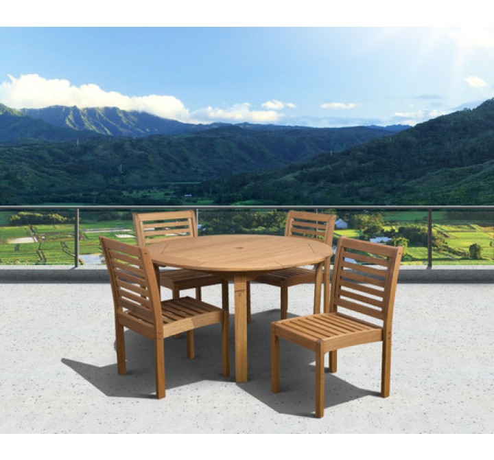 International Home Miami Amazonia Eucalyptus 5 piece Armless Round Patio Dining Set