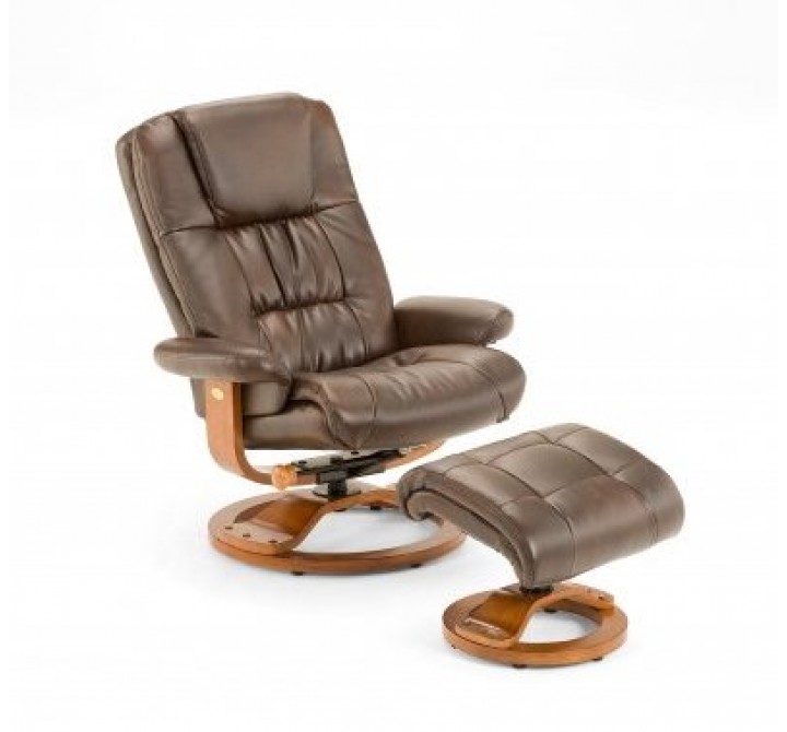 Mac Motion Oslo Collection Bonded Leather Swivel Recliner with Ottoman