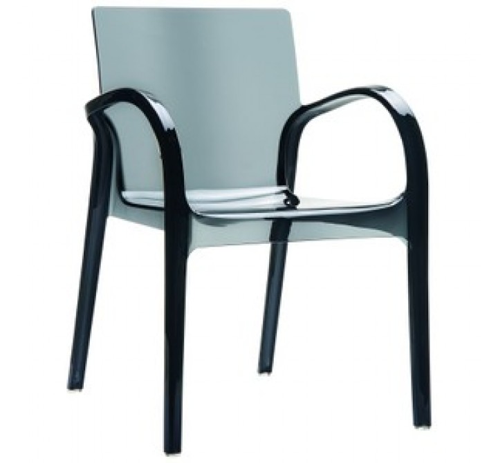 Compamia Dejavu Polycarbonate Arm Chair Transparent Black - Set of 4