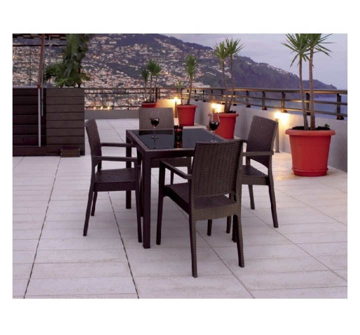 Compamia Miami Resin Wickerlook Square Dining Table 37 inch