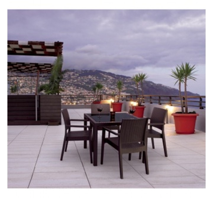 Miami Wickerlook Square Dining Set - Brown