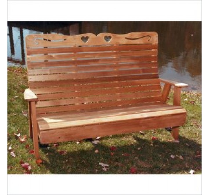Creekvine Designs 4-Ft Cedar Country Hearts Garden Bench