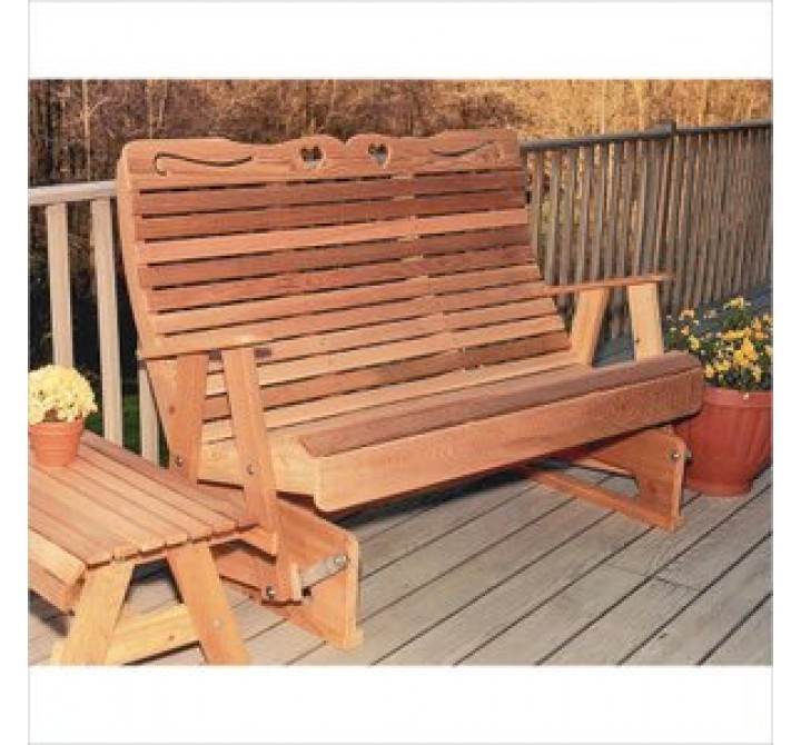 Creekvine Designs 6-Ft Cedar Country Hearts Rocking Glider