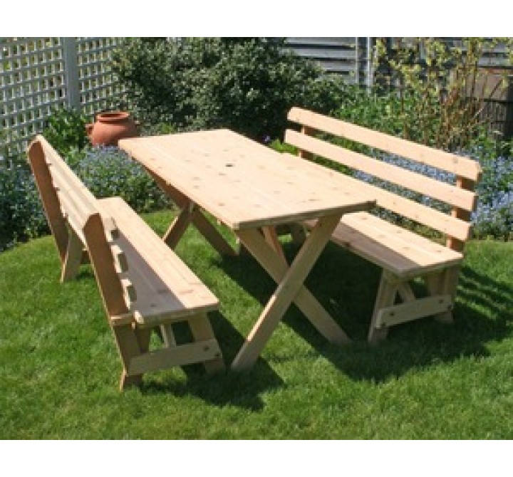 Creekvine Designs 27" Cedar Backyard Bash Cross Legged Picnic Table w/ Backed Benches
