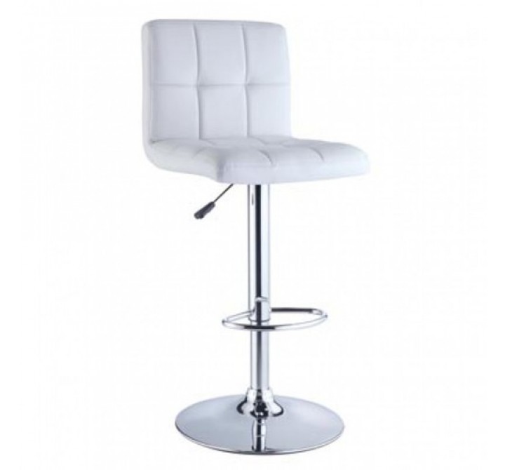 Powell Quilted Faux Leather & Chrome Adjustable Height Bar Stool