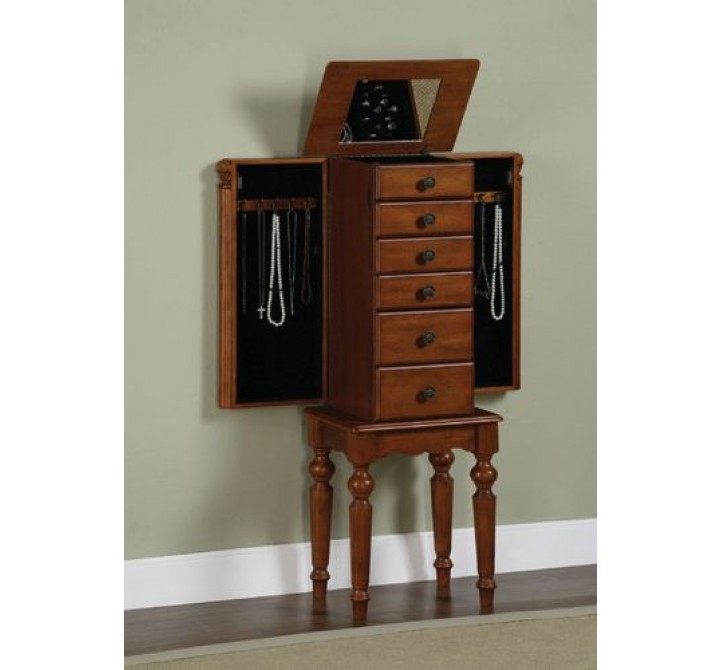 Powell Jewelry Armoire Lightly Distressed Deep Cherry