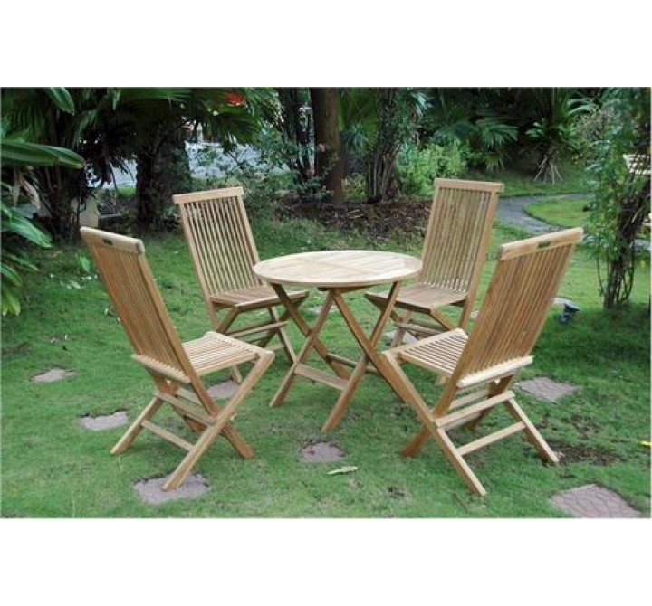 Anderson Teak Windsor 31" Round Picnic Folding Table Set