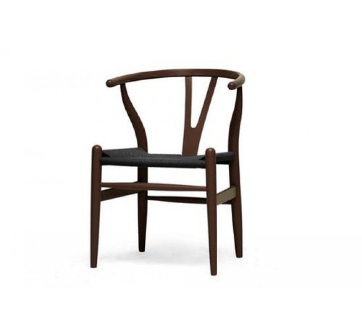 Baxton Studio Wishbone Chair - Brown Wood Y Chair w/ Black Seat
