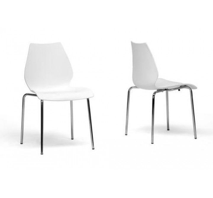 Baxton Studio Overlea White Plastic Modern Dining Chair - Set of 2