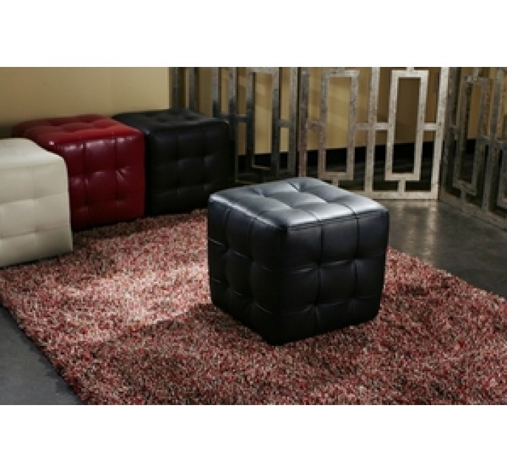 Diamond Sofa Zen Collection Bonded Leather Tufted Cube Accent Ottoman 