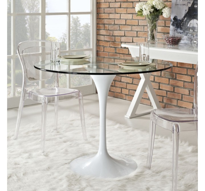 Modway Lippa 40" Dining Table in Clear