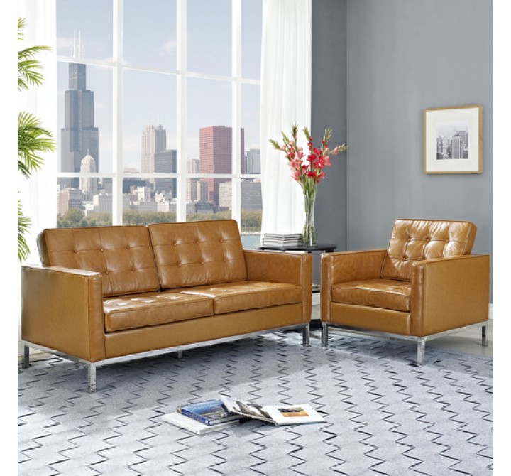 Modway Loft Loveseat Leather 2 Piece Set