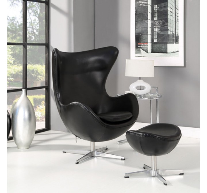 Modway Glove Leather Lounge Chair and Ottoman