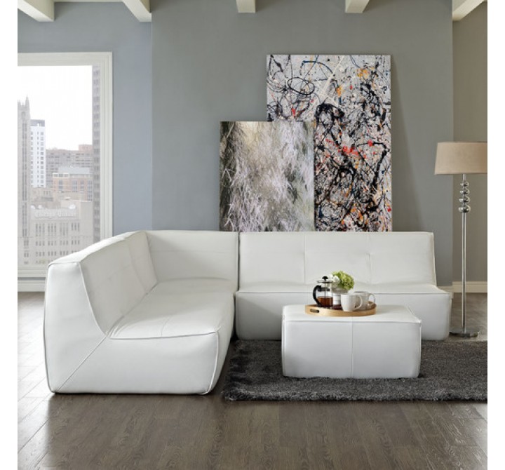 Modway Align 4 Piece Leather Sectional Sofa