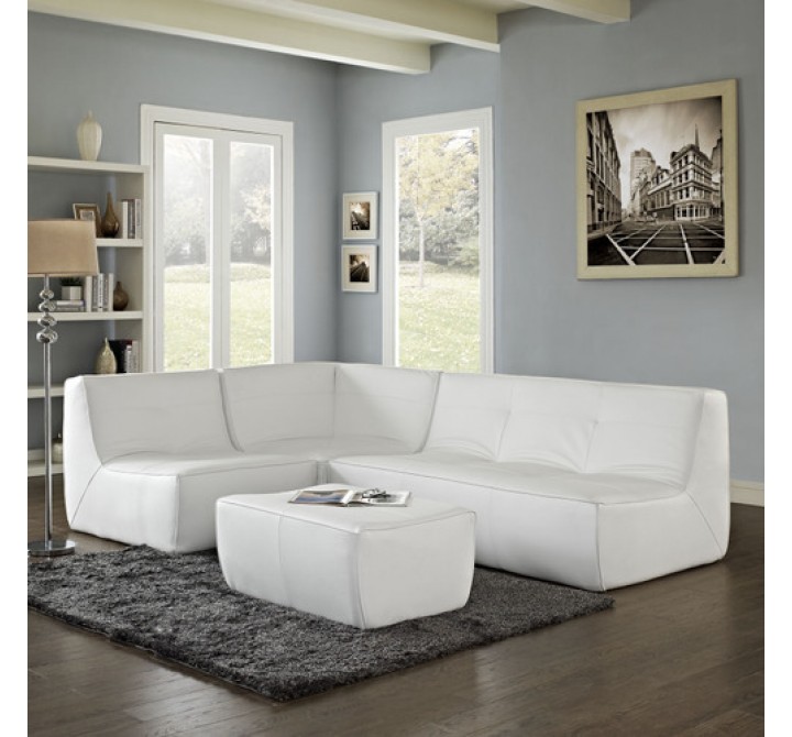 Modway Align 4 Piece Leather Sectional Sofa