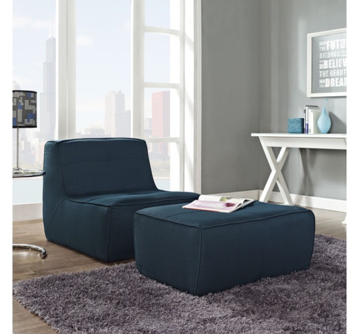 Modway Align 2 Piece Upholstered Armchair and Ottoman Set