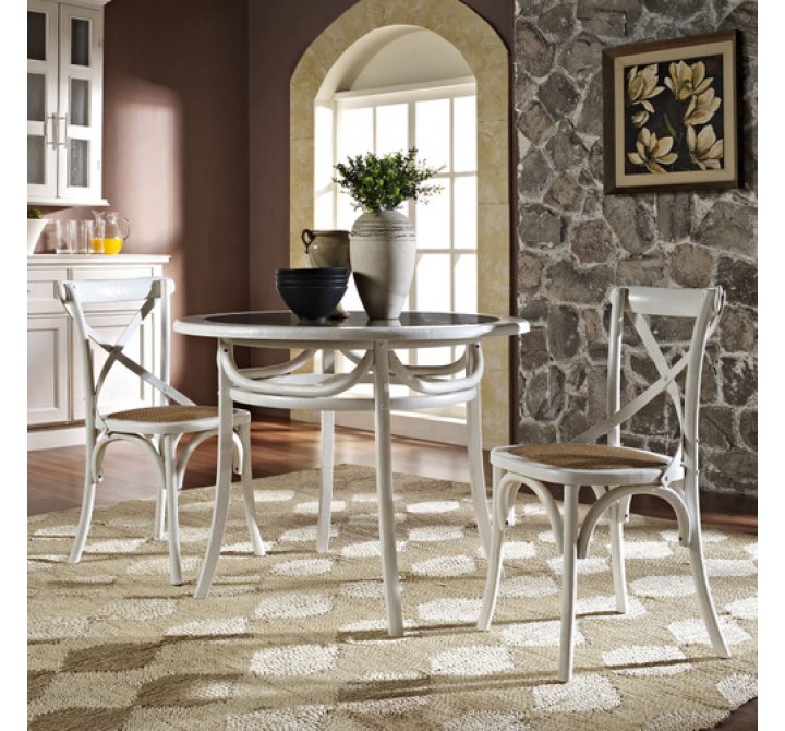 Modway Gear Dining Side Chair Set of 2 in White