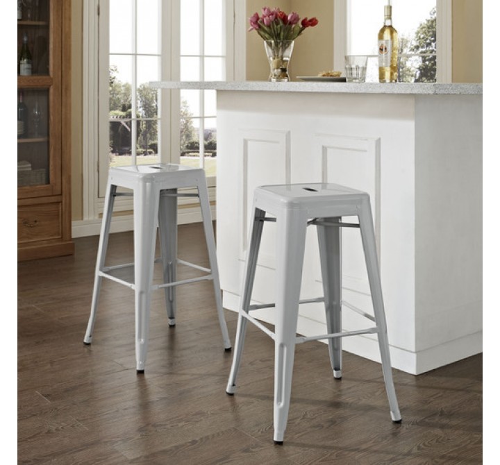Modway Gathering Bar Stool Set of 2 in Gray