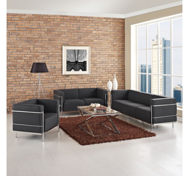 Modway Charles Armchair Loveseat and Sofa Set of 3