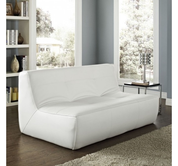Modway Align Leather Loveseat in White