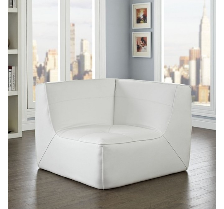 Modway Align Leather Corner Sofa in White