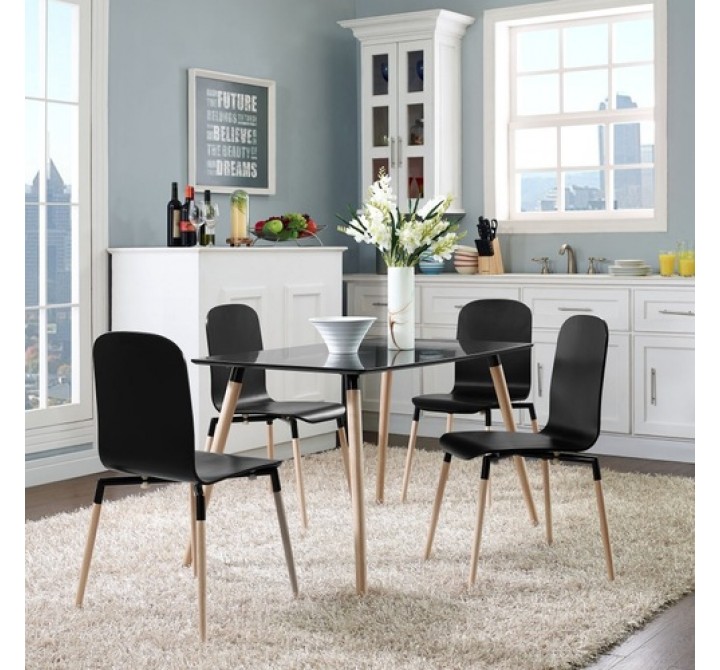 Modway Stack Wood Dining Chairs Set of 4
