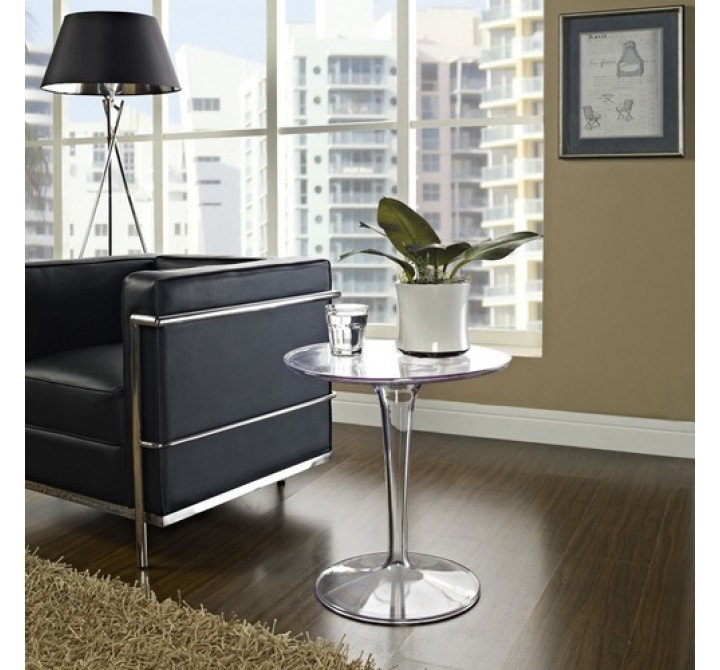 Modway Canvas Side Table in Clear