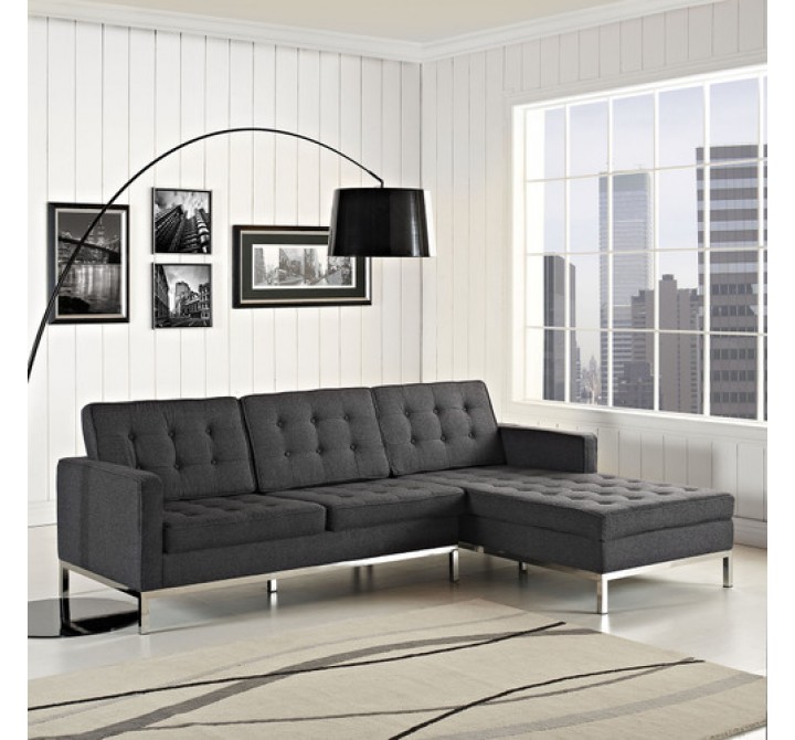 Modway Loft Right-Arm Sectional Sofa in Dark Gray