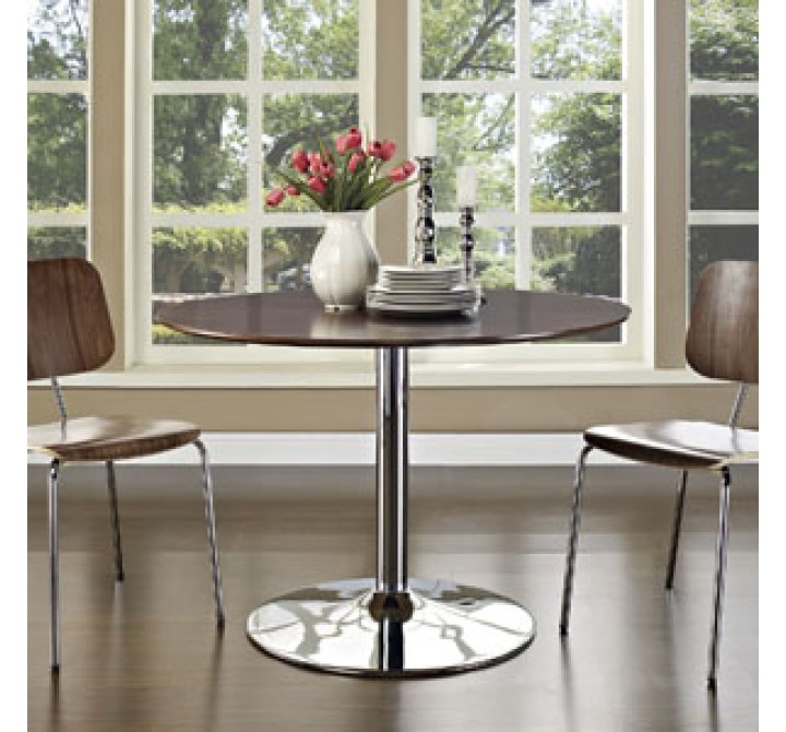 Modway Rostrum Dining Table in Walnut