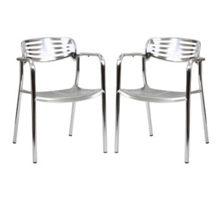 Modway Ohio Dining Chairs Set of 2 in Silver
